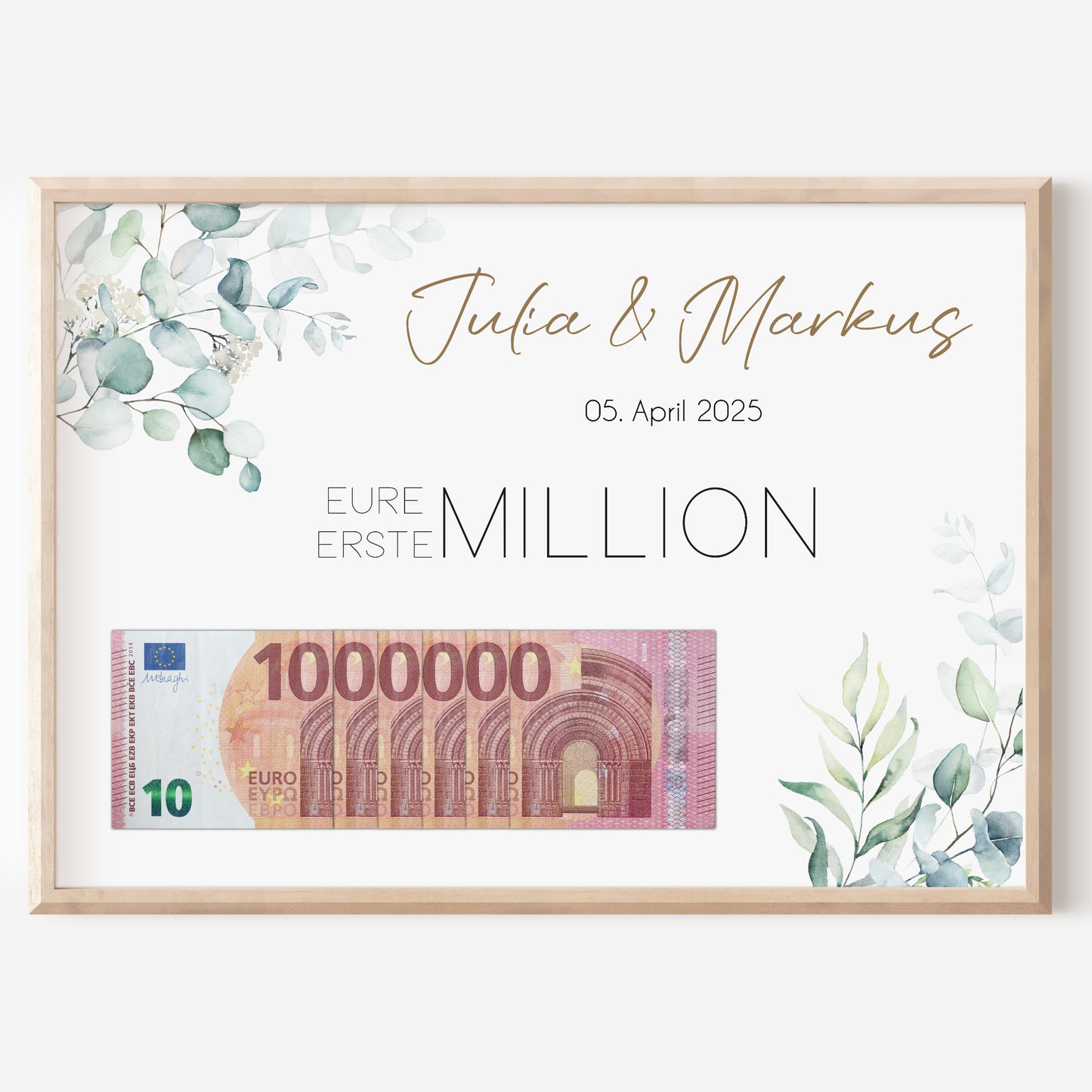 Geldgeschenk Hochzeit Poster Personalisiert Geldscheine Brautpaar Heirat Hochzeitsgeschenk