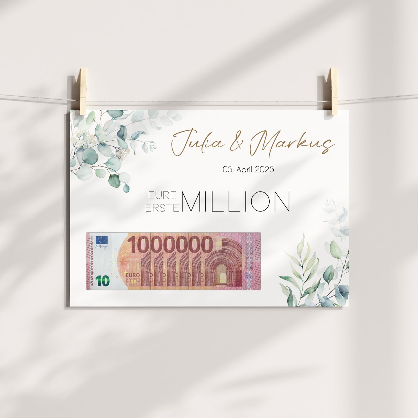 Geldgeschenk Hochzeit Poster Personalisiert Geldscheine Brautpaar Heirat Hochzeitsgeschenk