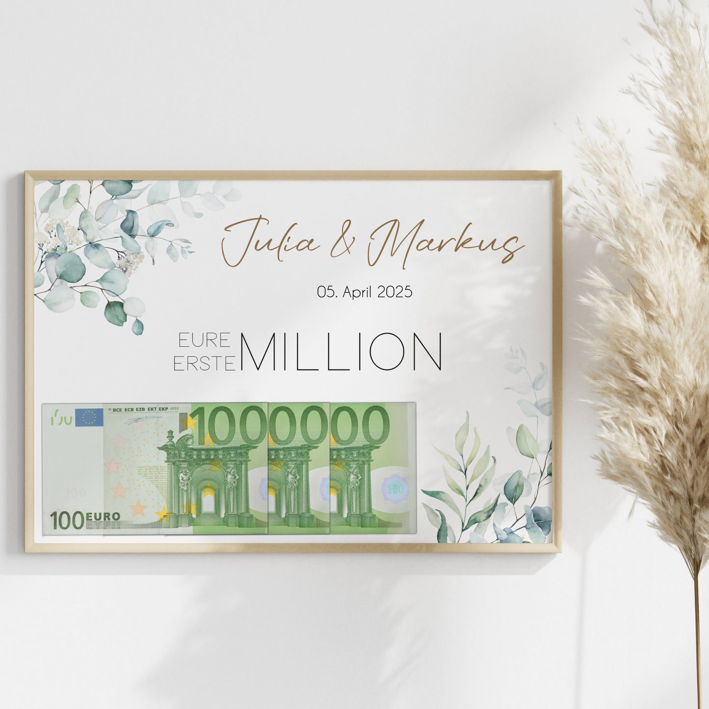 Geldgeschenk Hochzeit Poster Personalisiert Geldscheine Brautpaar Heirat Hochzeitsgeschenk