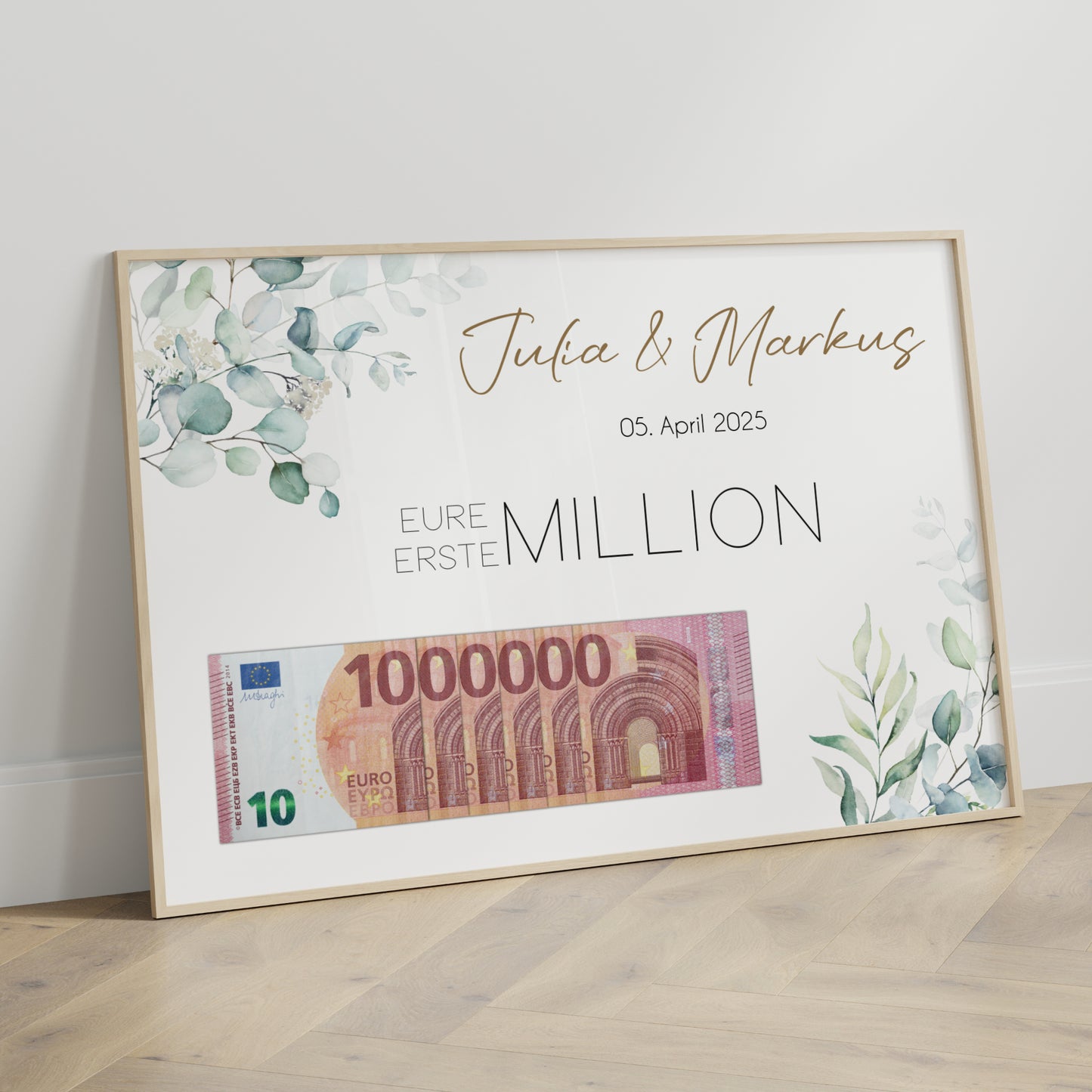 Geldgeschenk Hochzeit Poster Personalisiert Geldscheine Brautpaar Heirat Hochzeitsgeschenk