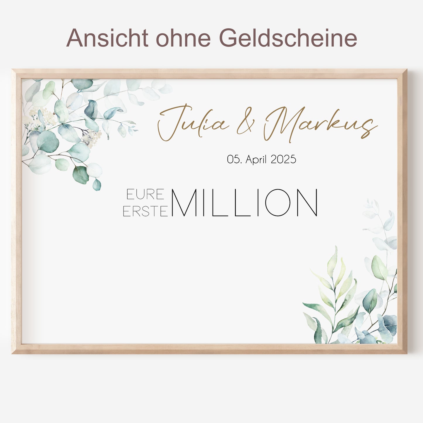Geldgeschenk Hochzeit Poster Personalisiert Geldscheine Brautpaar Heirat Hochzeitsgeschenk