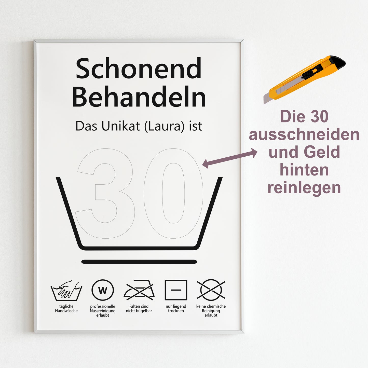 Geldgeschenk 30. Geburtstag Schonend Behandeln Jubiläum runder Geburtstag Personalisiert