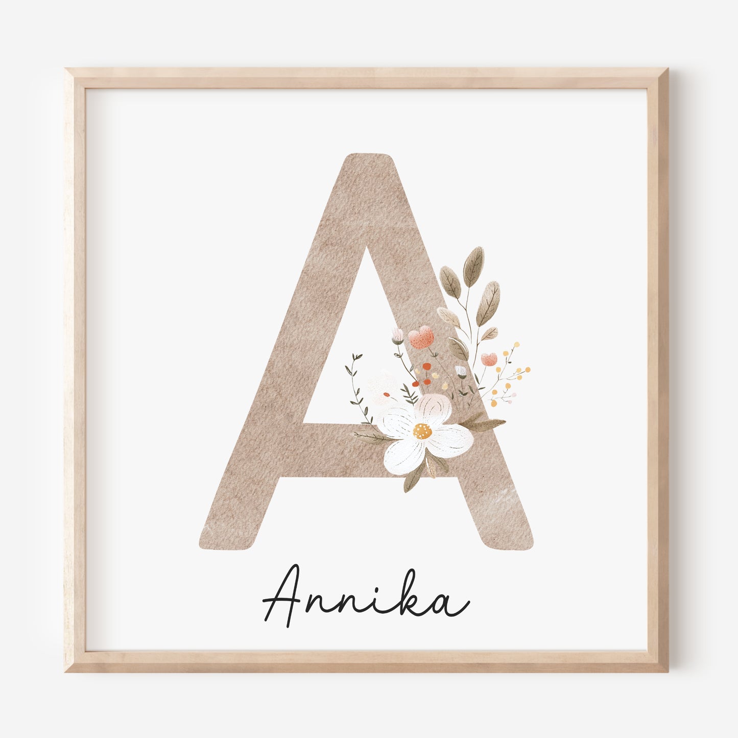 3er Set Poster Bär Blumen Quadrat Name personalisiert Kinderzimmer Mädchen Jungen