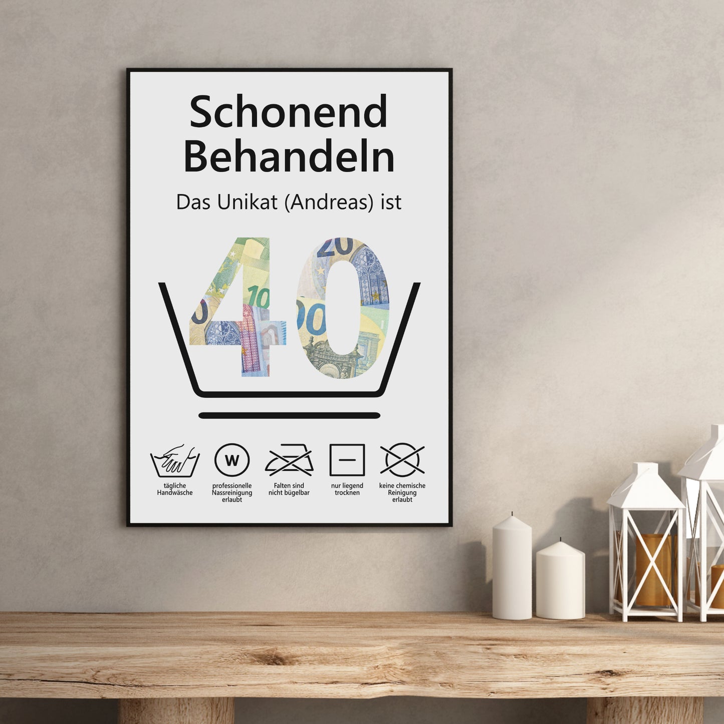 Geldgeschenk 40. Geburtstag Schonend Behandeln Jubiläum runder Geburtstag Personalisiert