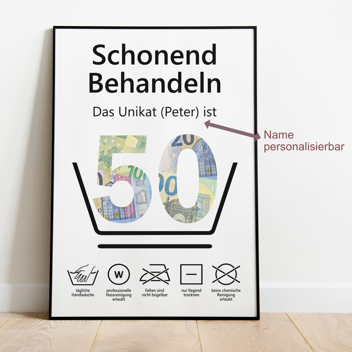 Geldgeschenk 50. Geburtstag Schonend Behandeln Jubiläum runder Geburtstag Personalisiert