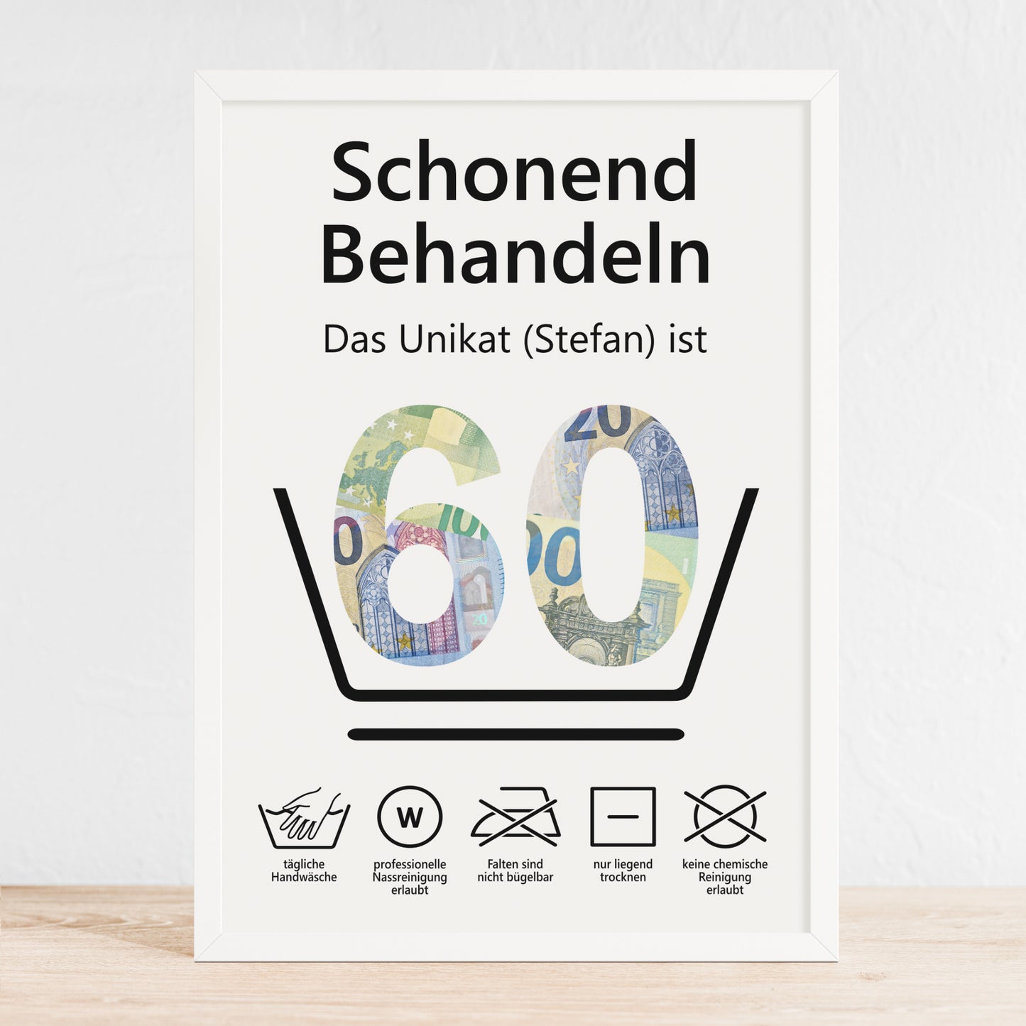 Geldgeschenk 60. Geburtstag Schonend Behandeln Jubiläum runder Geburtstag Personalisiert