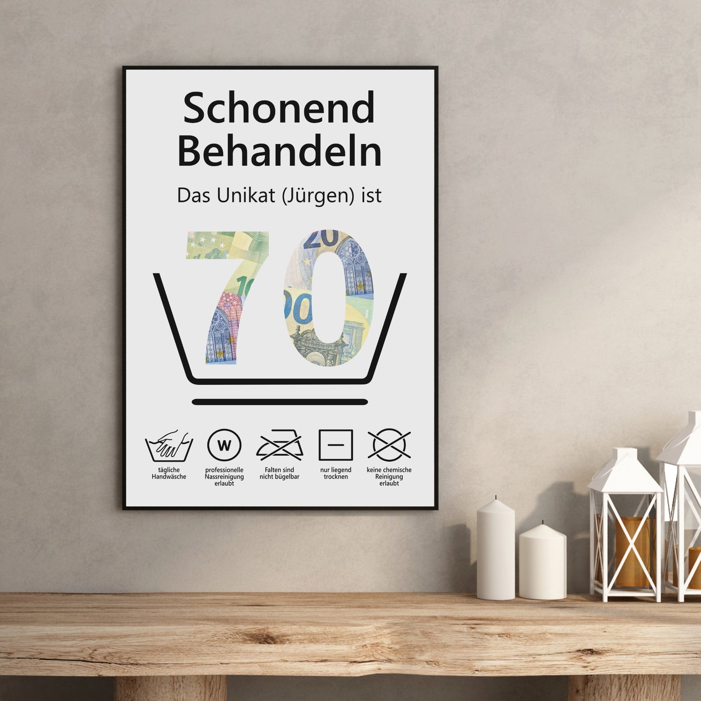 Geldgeschenk 70. Geburtstag Schonend Behandeln Jubiläum runder Geburtstag Personalisiert