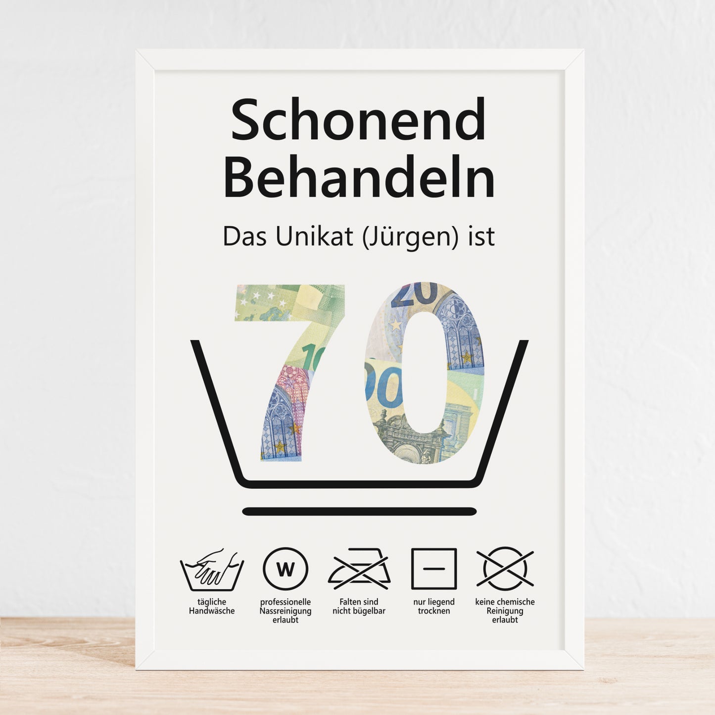 Geldgeschenk 70. Geburtstag Schonend Behandeln Jubiläum runder Geburtstag Personalisiert