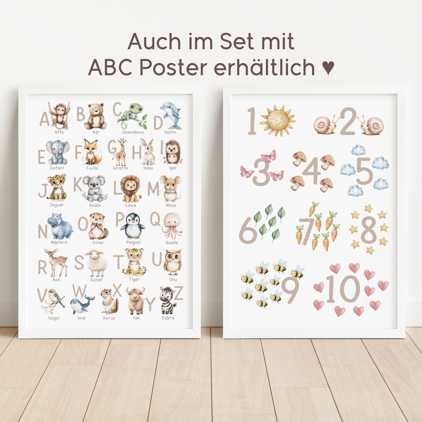 Kinderbild Zahlen Poster Natur Zahlenbild Lernposter Geschenk Dekoration Kinderzimmer