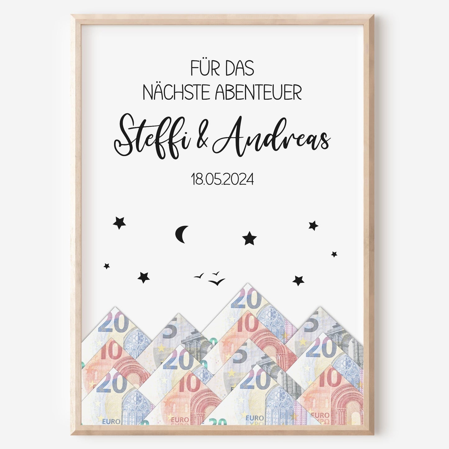 Geldgeschenk Poster Geburtstag Hochzeit Pärchen Personalisiert Reise Wandern Abenteuer Berge Hiking