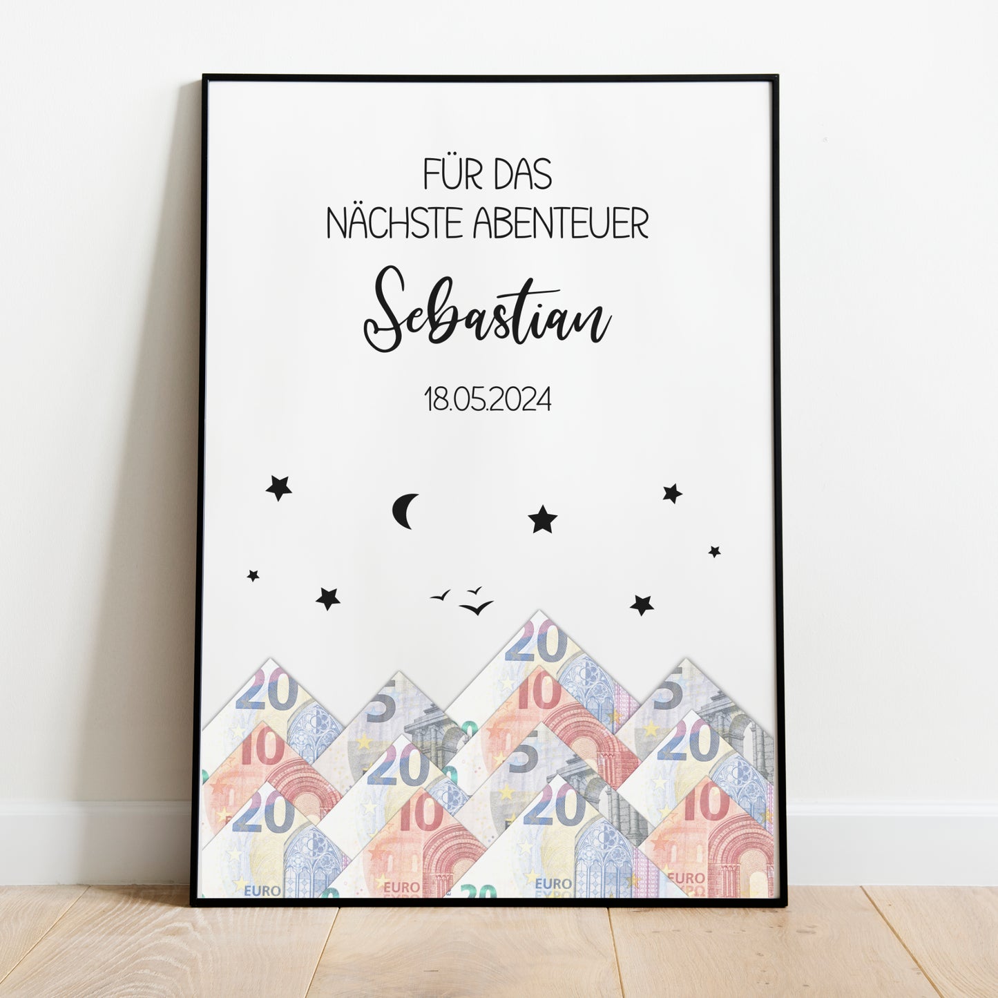 Geldgeschenk Poster Geburtstag Hochzeit Pärchen Personalisiert Reise Wandern Abenteuer Berge Hiking