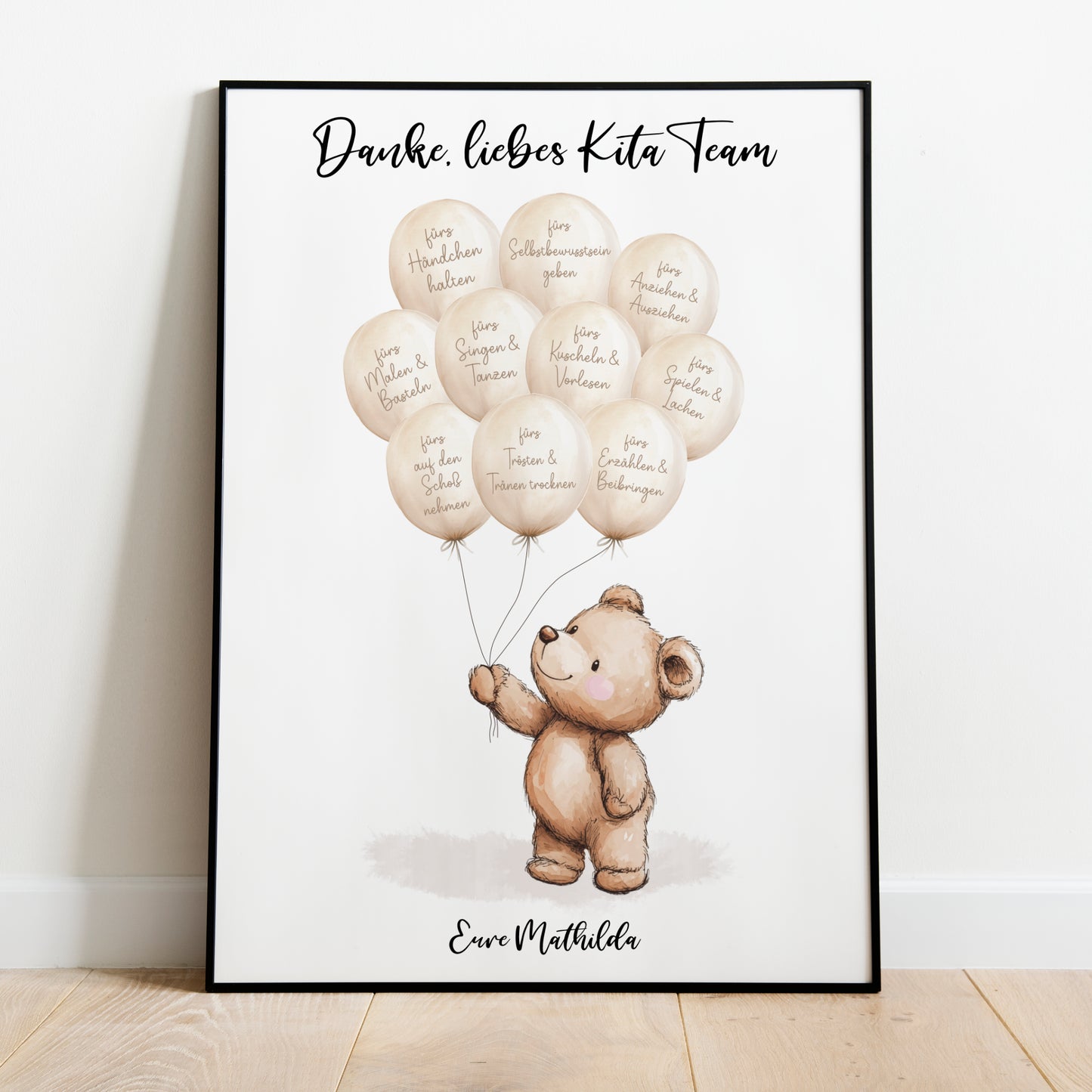 Abschiedsgeschenk Danke Kita Erzieherin Kindergarten Bär Ballons