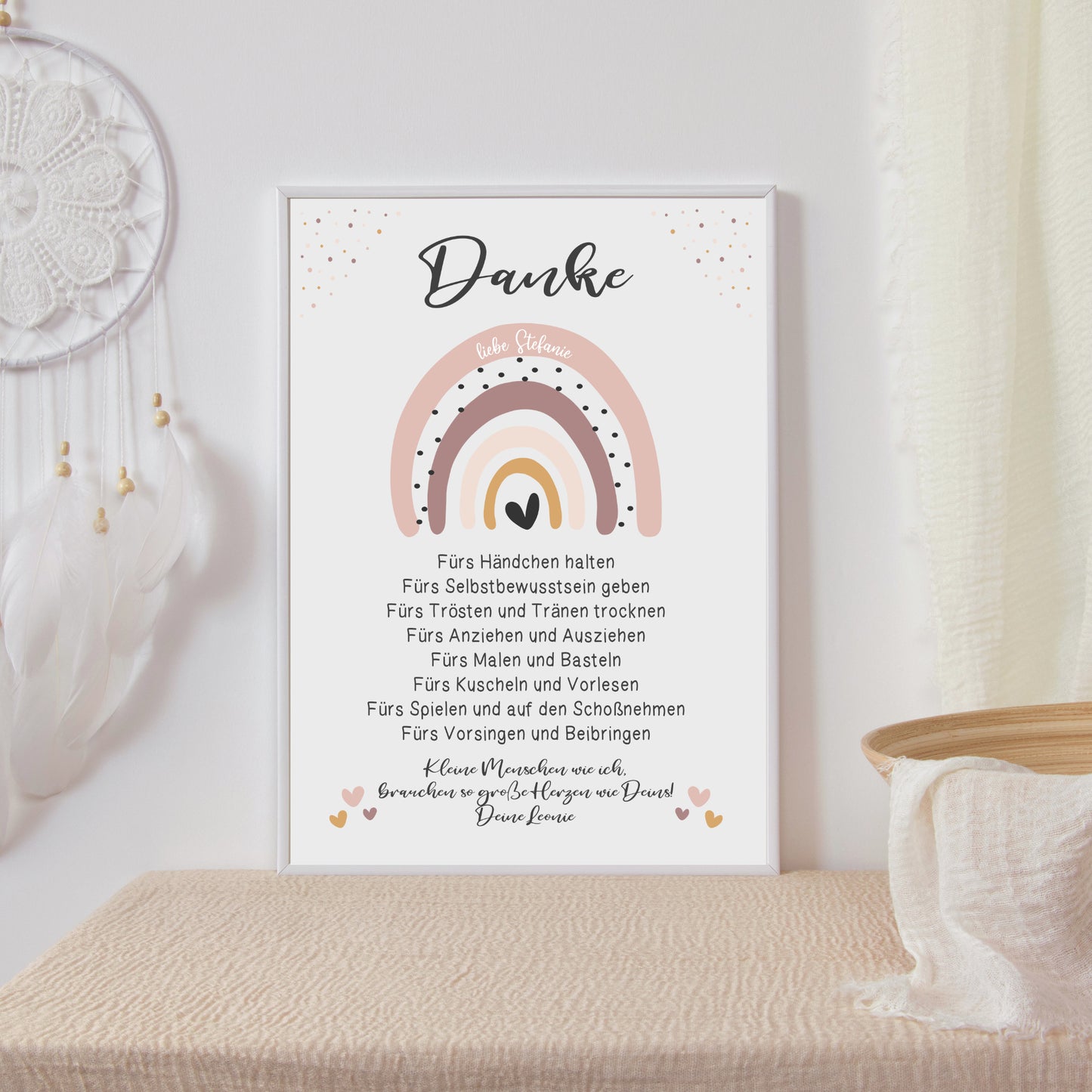 Abschiedsgeschenk Danke Kita Erzieherin Kindergarten Regenbogen Rosa