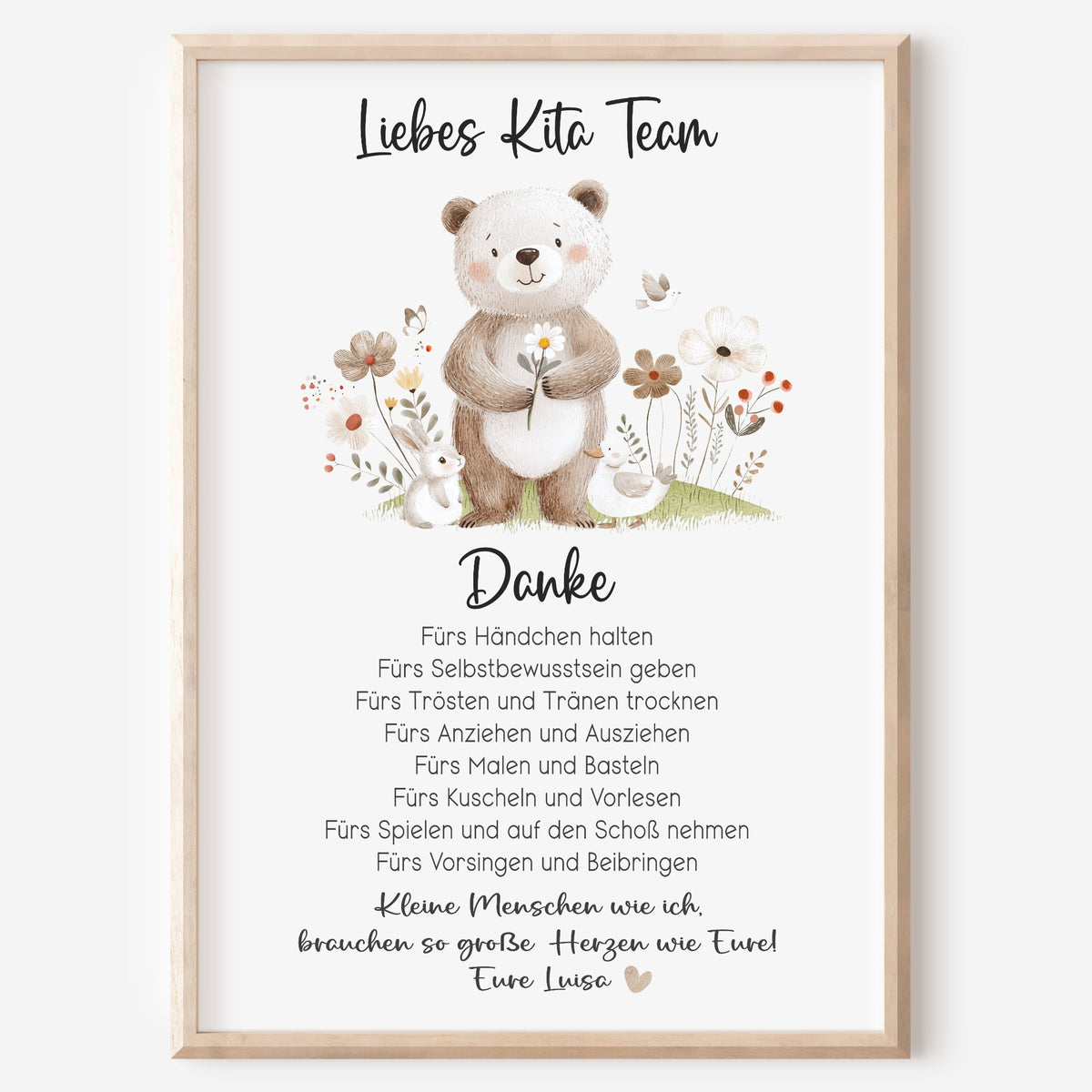 Abschiedsgeschenk Kita Erzieherin Kindergarten Kinderpflegerin Tagesmutter Geschenk Danke Bär Blumen