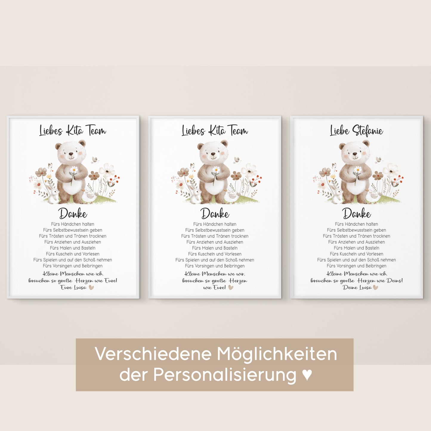 Abschiedsgeschenk Kita Erzieherin Kindergarten Kinderpflegerin Tagesmutter Geschenk Danke Bär Blumen