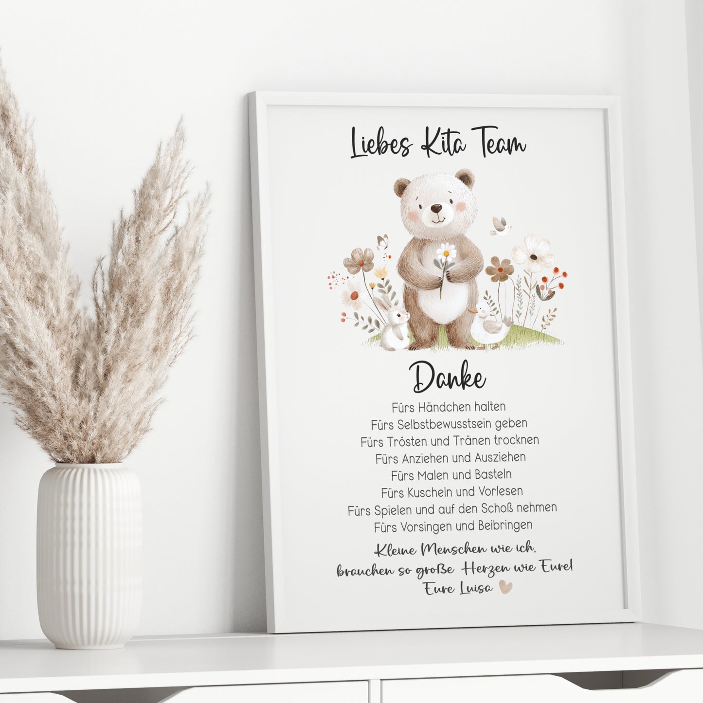 Abschiedsgeschenk Kita Erzieherin Kindergarten Kinderpflegerin Tagesmutter Geschenk Danke Bär Blumen
