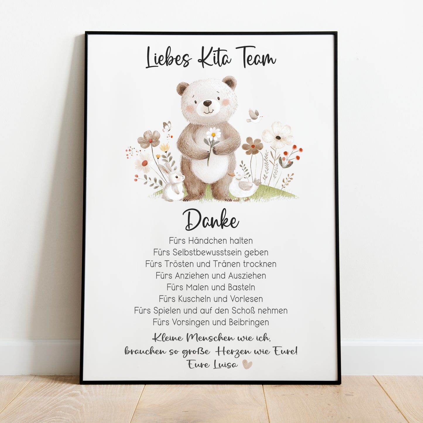 Abschiedsgeschenk Kita Erzieherin Kindergarten Kinderpflegerin Tagesmutter Geschenk Danke Bär Blumen