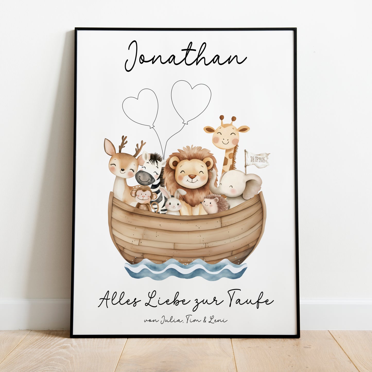 Geldgeschenk Taufe Poster personalisiert Taufgeschenk Arche Noah Junge Mädchen