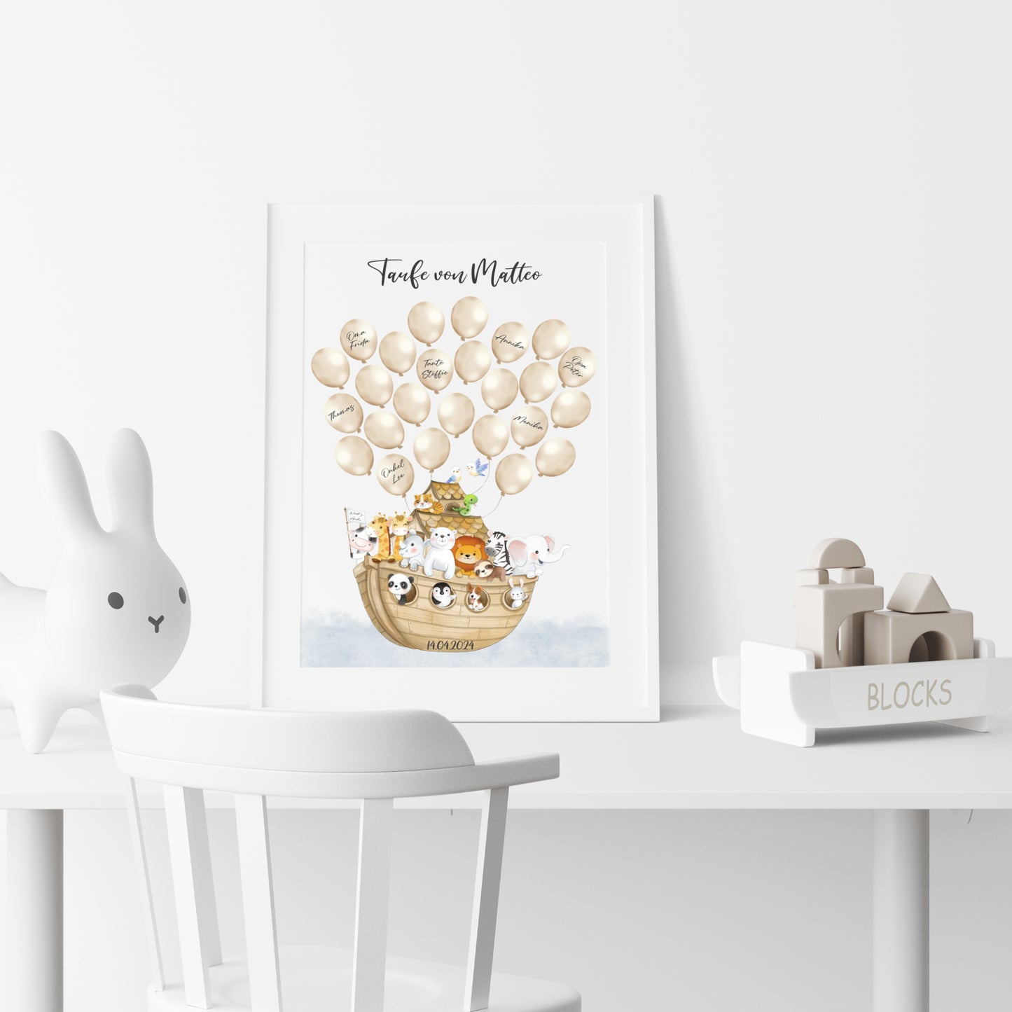 Gästeposter Taufe Arche Noah Gästebuch personalisiert