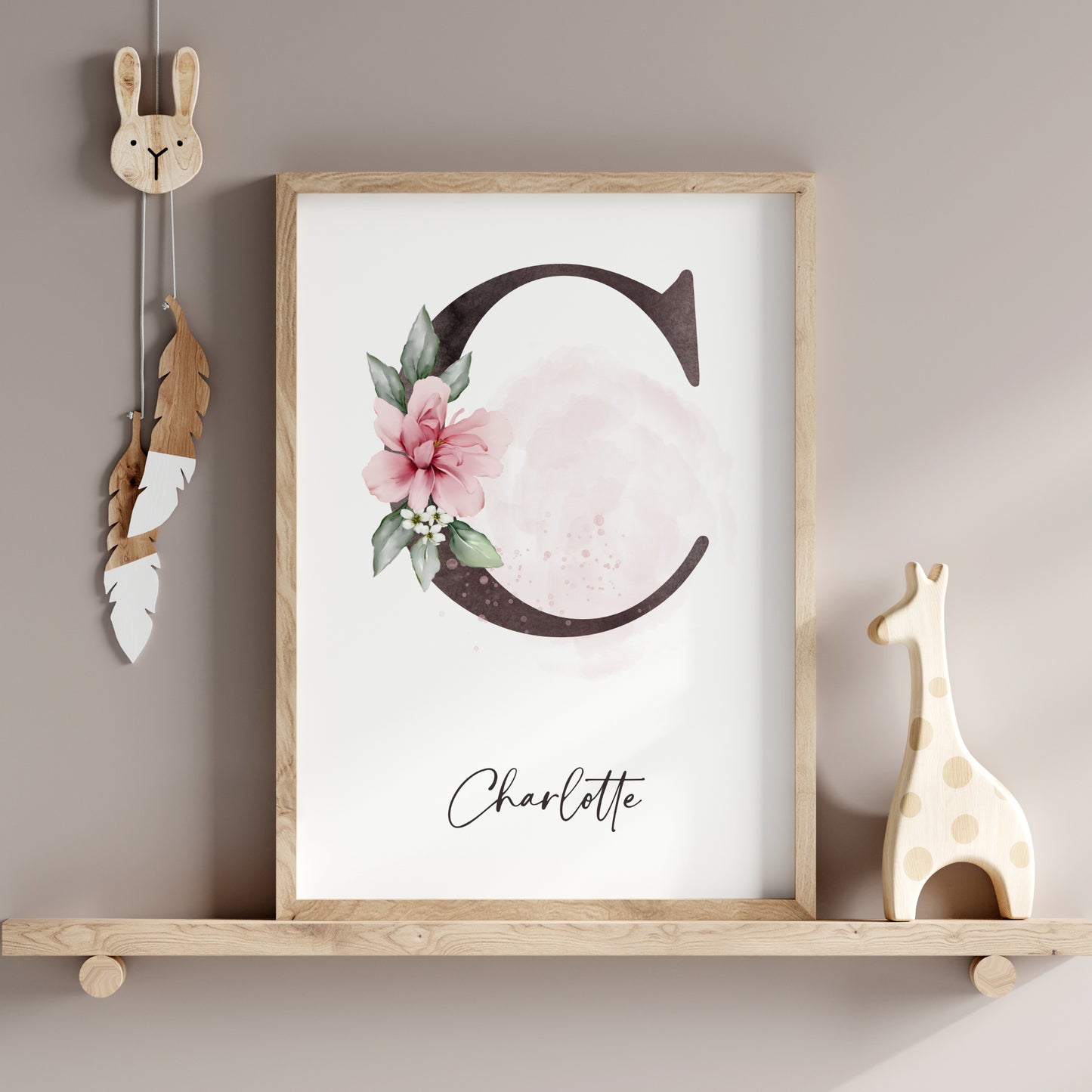 Poster Buchstabe Blumen Name personalisiert Kinderzimmer Mädchen