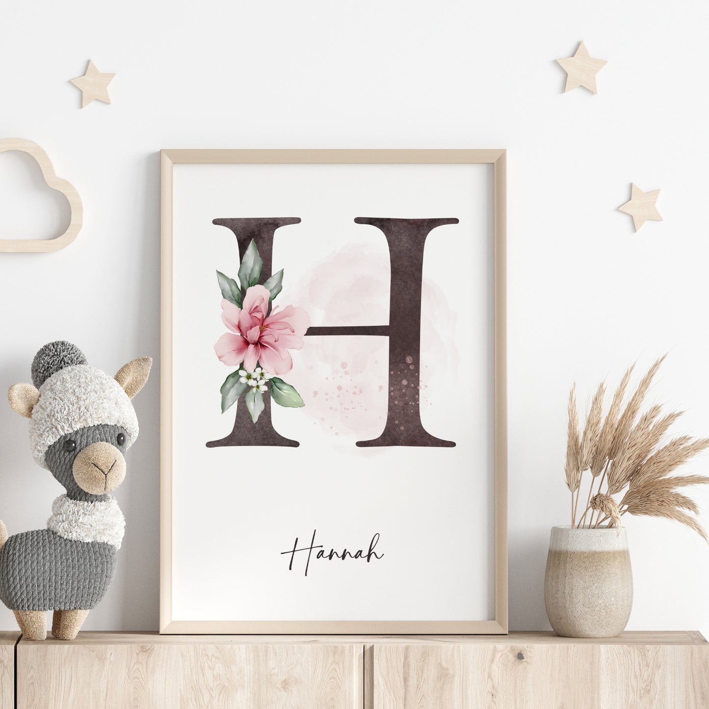 Poster Buchstabe Blumen Name personalisiert Kinderzimmer Mädchen