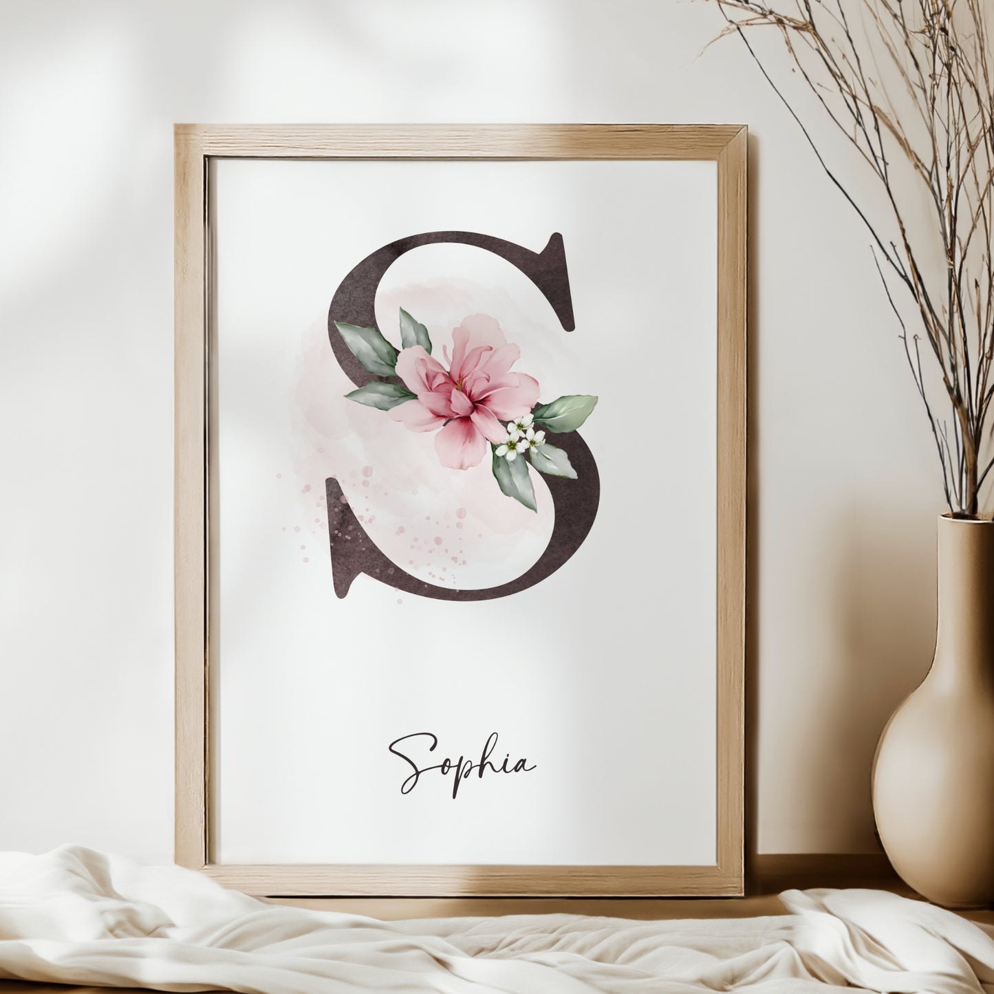 Poster Buchstabe Blumen Name personalisiert Kinderzimmer Mädchen