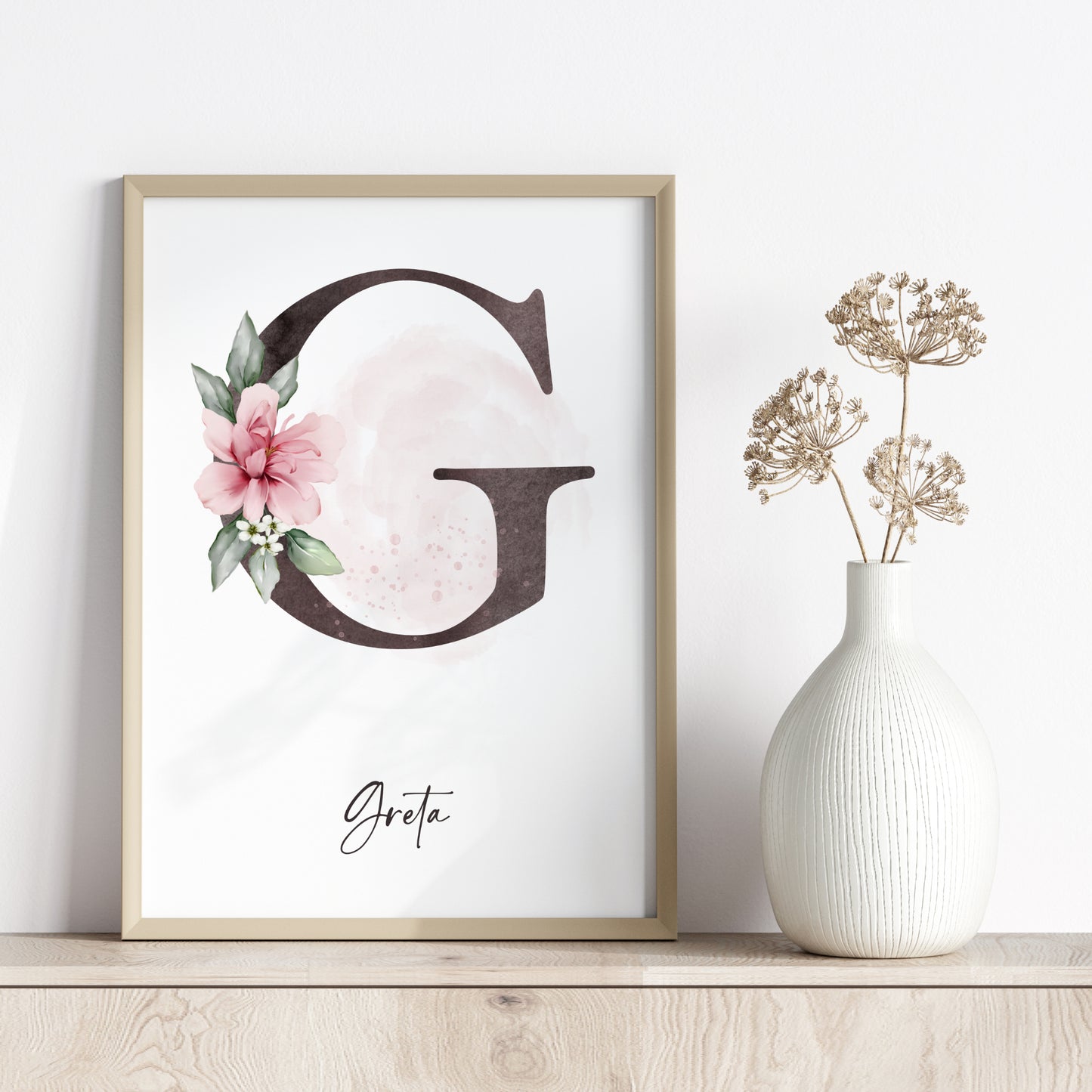 Poster Buchstabe Blumen Name personalisiert Kinderzimmer Mädchen