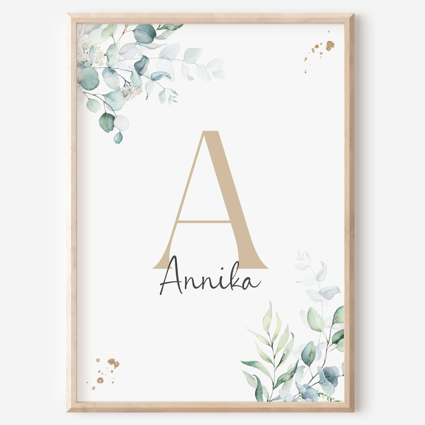 Poster Buchstabe Eukalyptus Kinderzimmer für Baby Kind Name personalisiert Mädchen Jungen