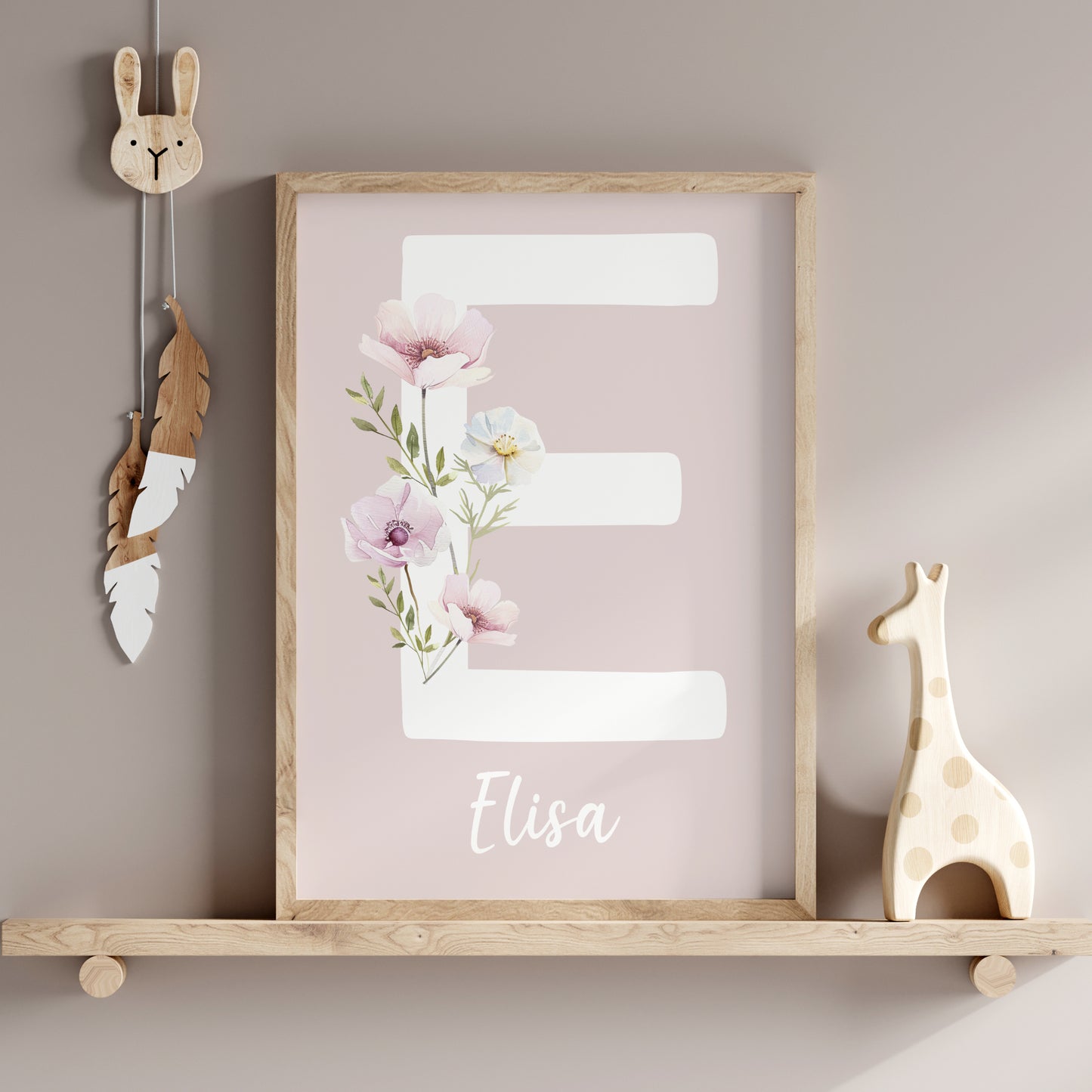 Poster Buchstabe Wildblumen Wiesenblumen Name personalisiert Kinderzimmer Mädchen