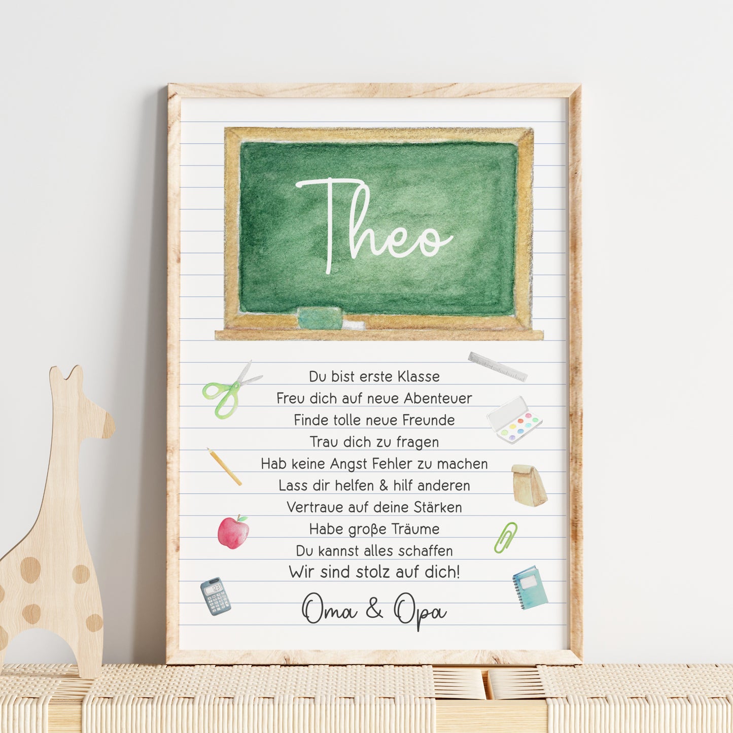 Einschulung Poster Affirmation Tafel Schulanfang 1. Klasse Schule Mädchen Jungen personalisiert