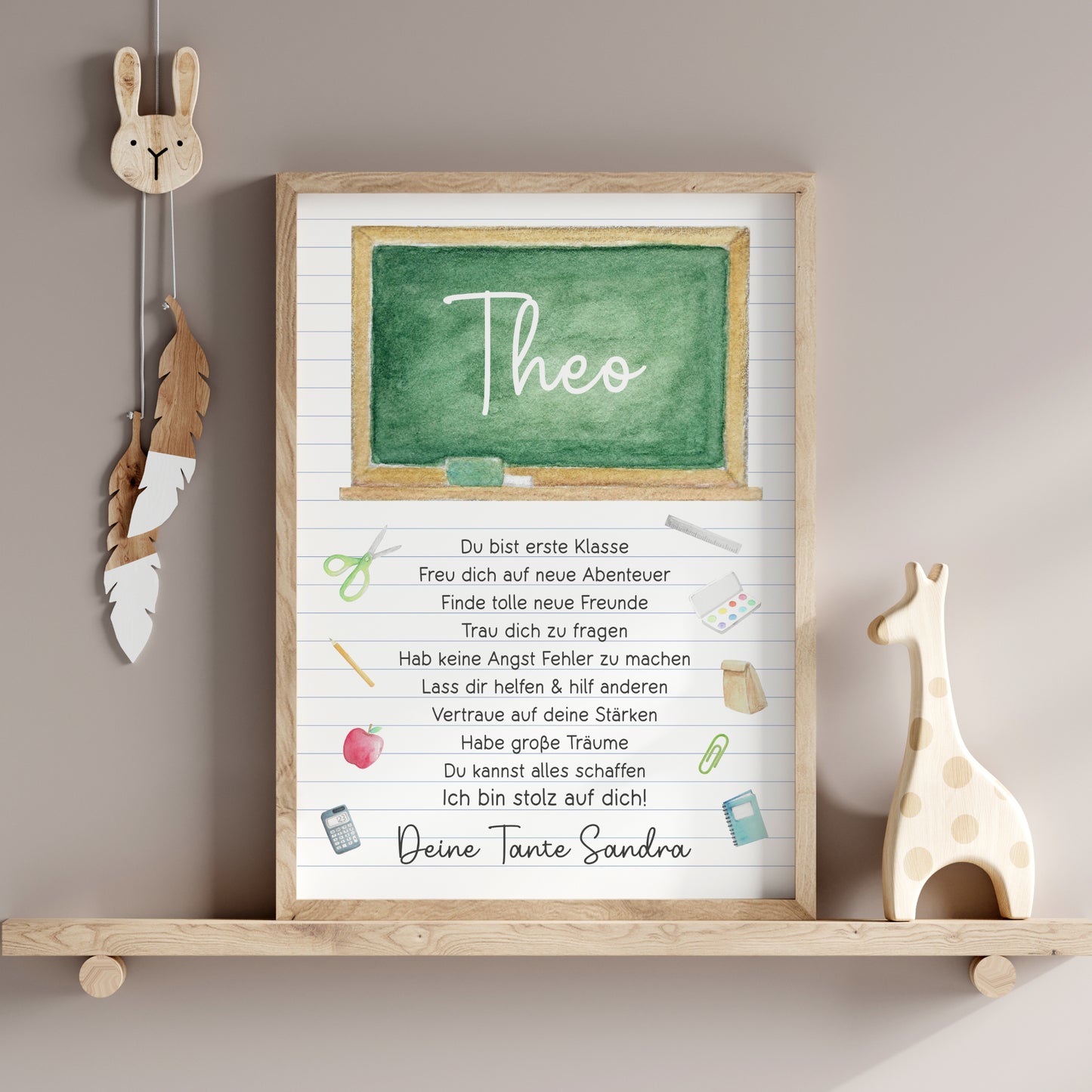 Einschulung Poster Affirmation Tafel Schulanfang 1. Klasse Schule Mädchen Jungen personalisiert