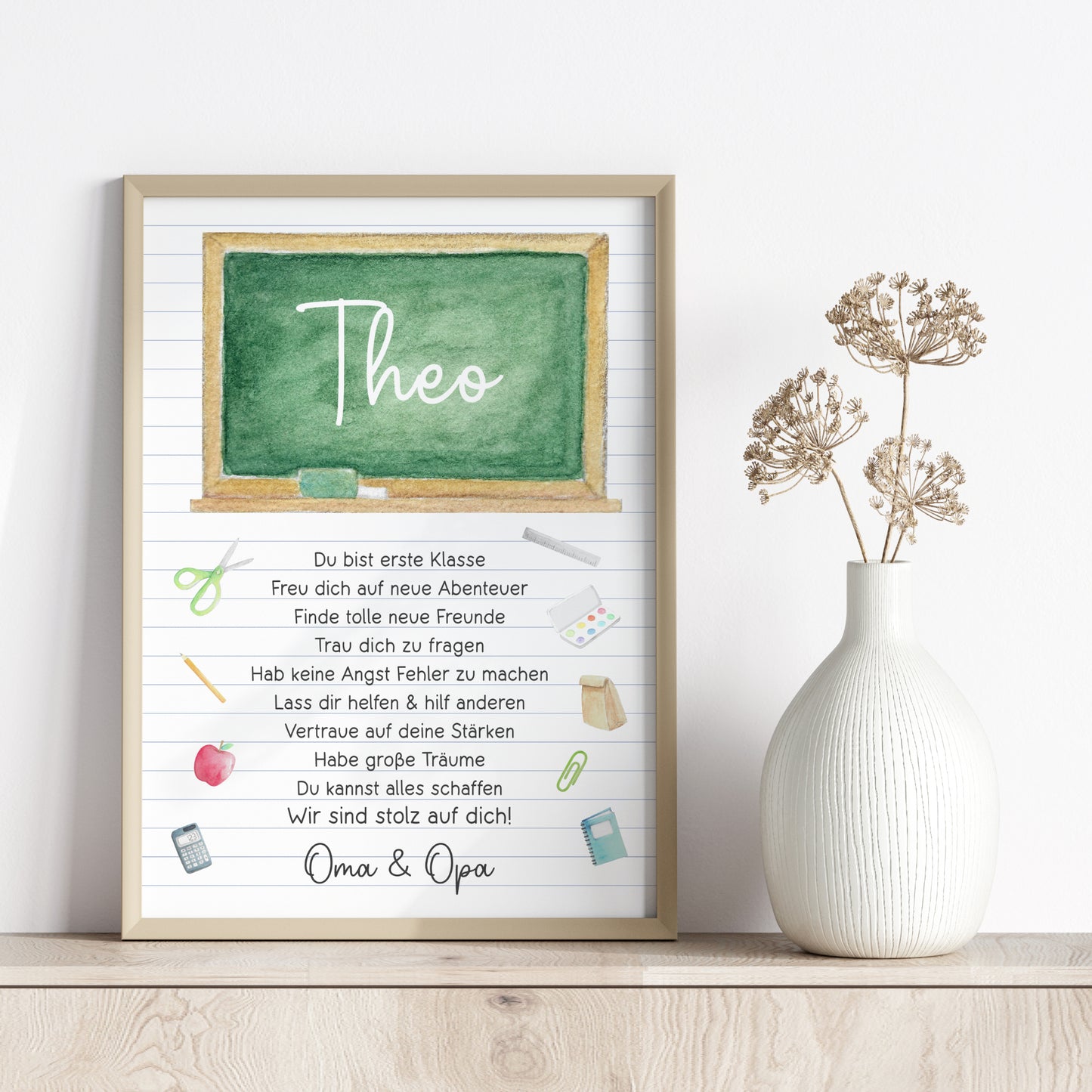 Einschulung Poster Affirmation Tafel Schulanfang 1. Klasse Schule Mädchen Jungen personalisiert