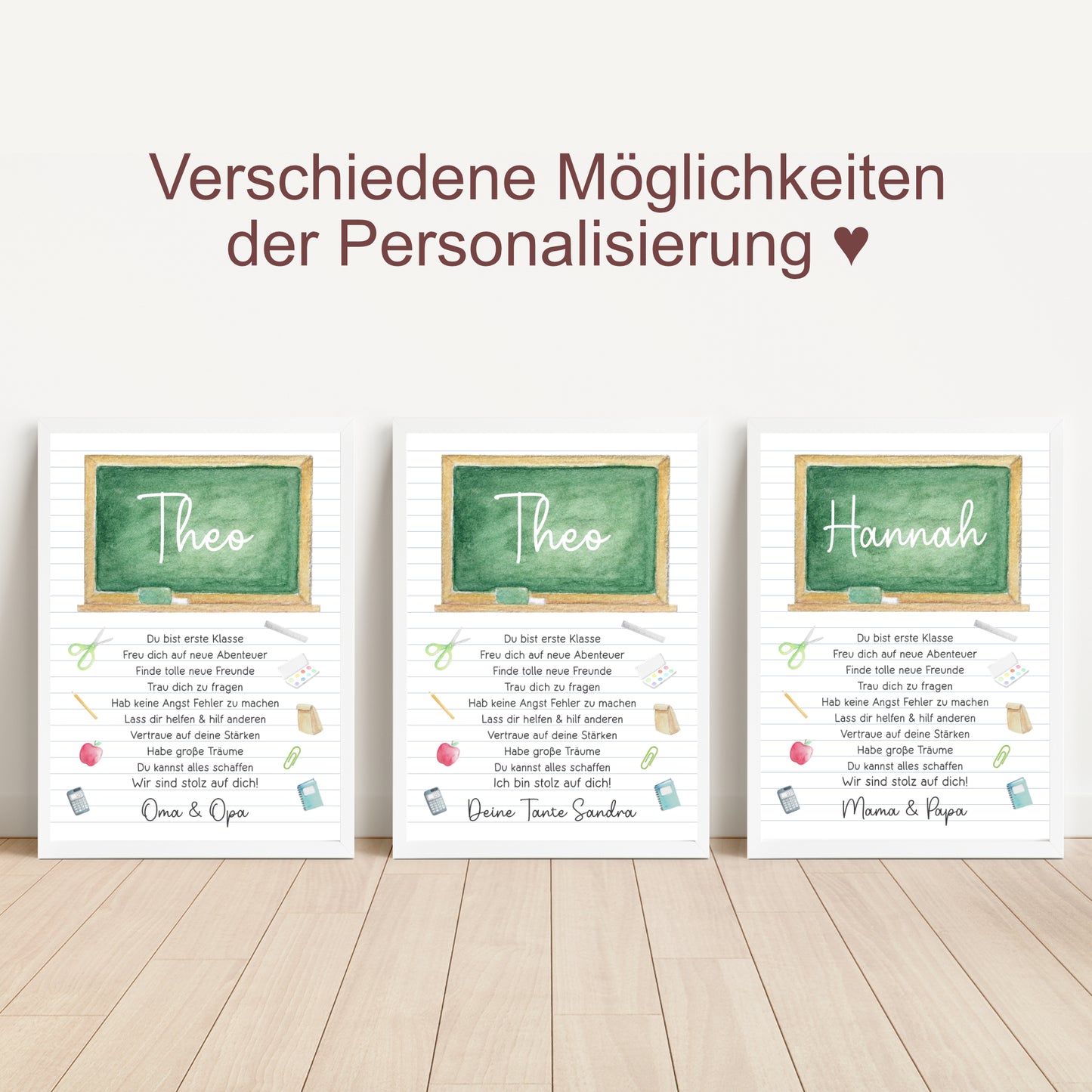 Einschulung Poster Affirmation Tafel Schulanfang 1. Klasse Schule Mädchen Jungen personalisiert