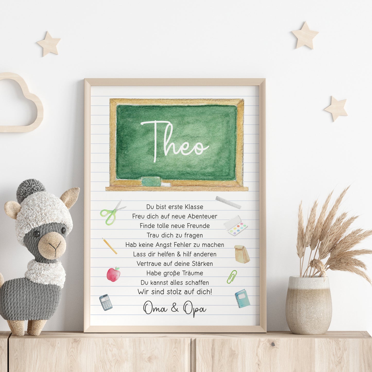 Einschulung Poster Affirmation Tafel Schulanfang 1. Klasse Schule Mädchen Jungen personalisiert