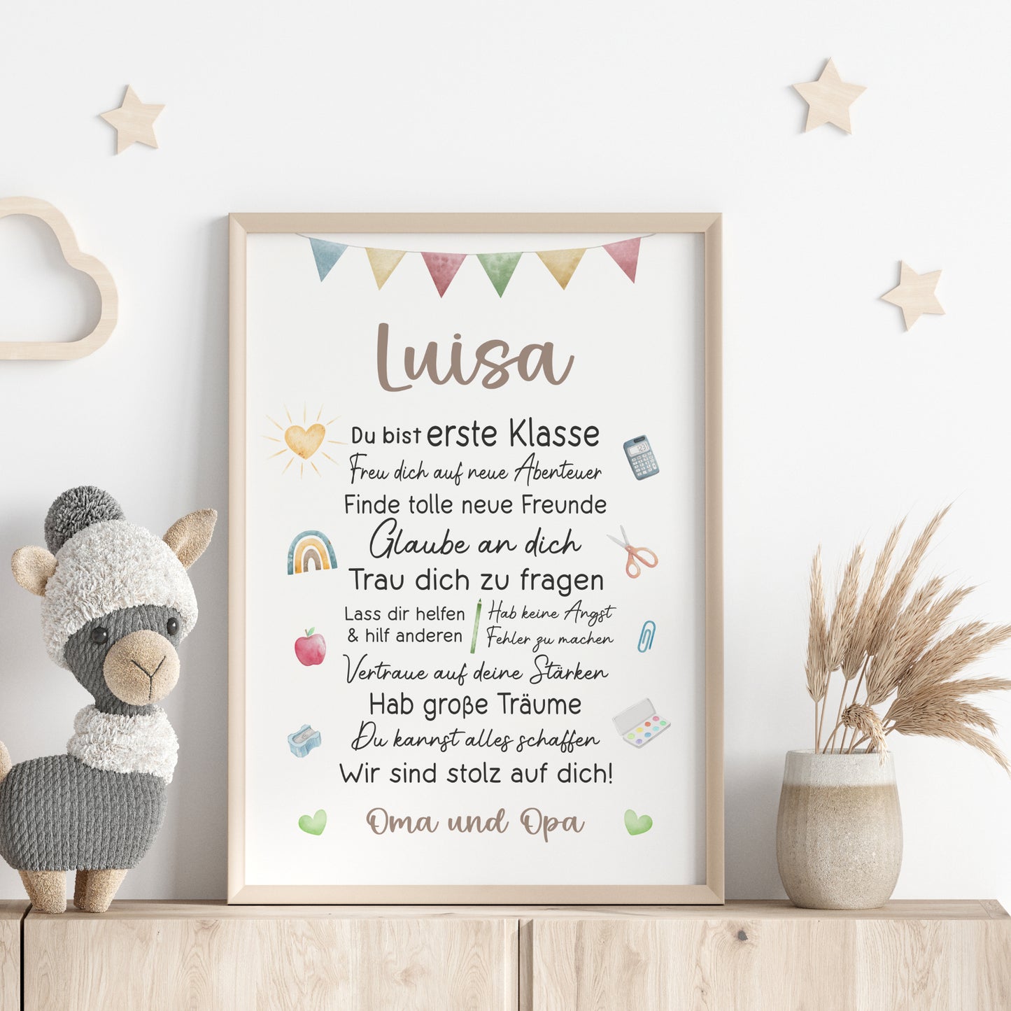 Einschulung Poster Affirmation Schulanfang 1. Klasse Schule Mädchen Jungen personalisiert