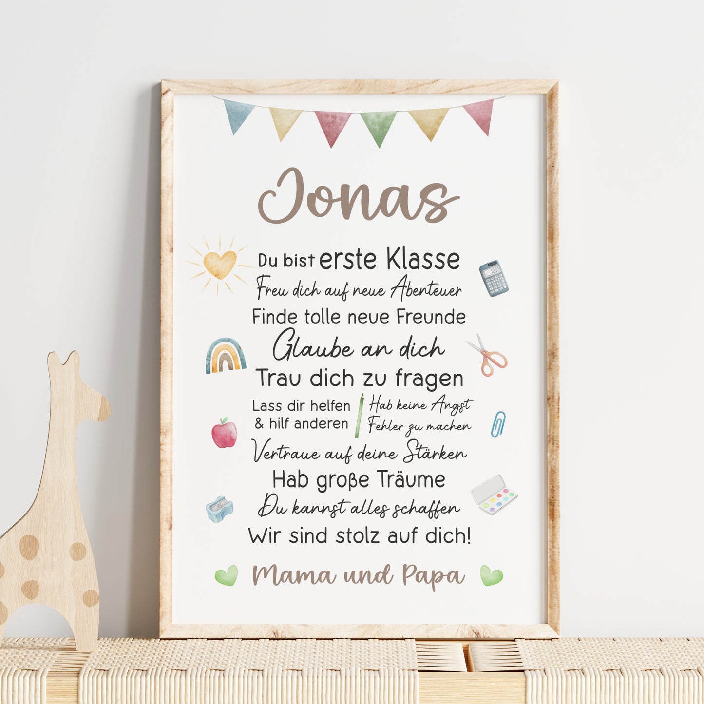 Einschulung Poster Affirmation Schulanfang 1. Klasse Schule Mädchen Jungen personalisiert