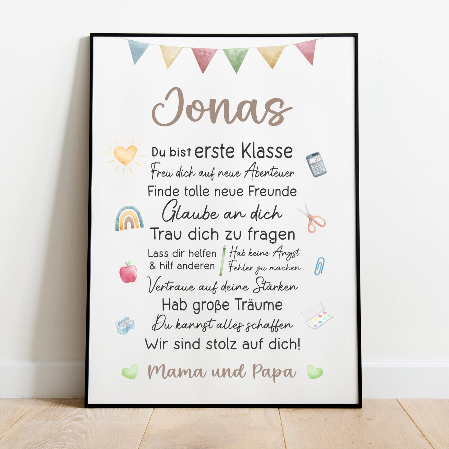 Einschulung Poster Affirmation Schulanfang 1. Klasse Schule Mädchen Jungen personalisiert