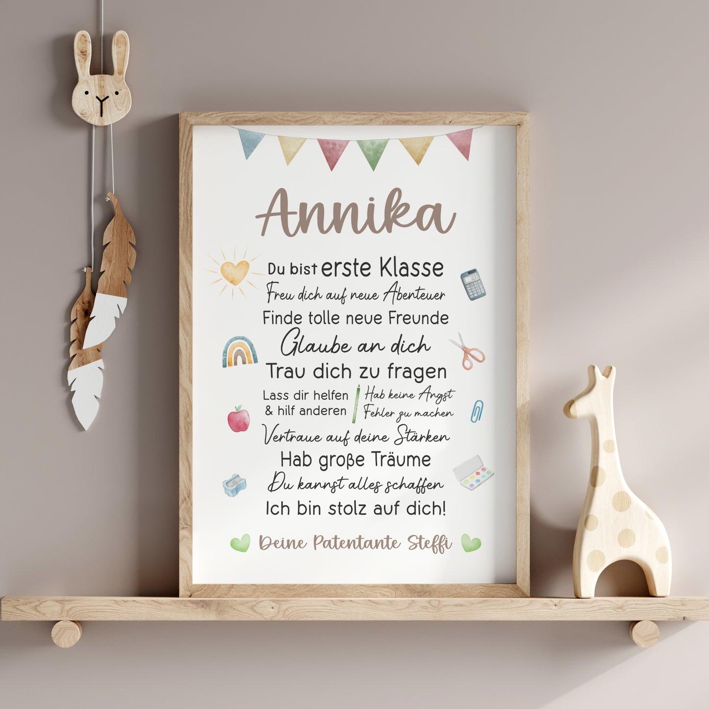 Einschulung Poster Affirmation Schulanfang 1. Klasse Schule Mädchen Jungen personalisiert