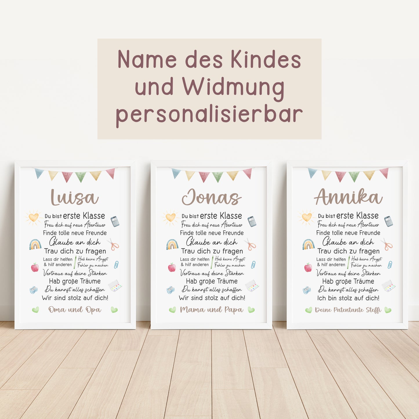 Einschulung Poster Affirmation Schulanfang 1. Klasse Schule Mädchen Jungen personalisiert