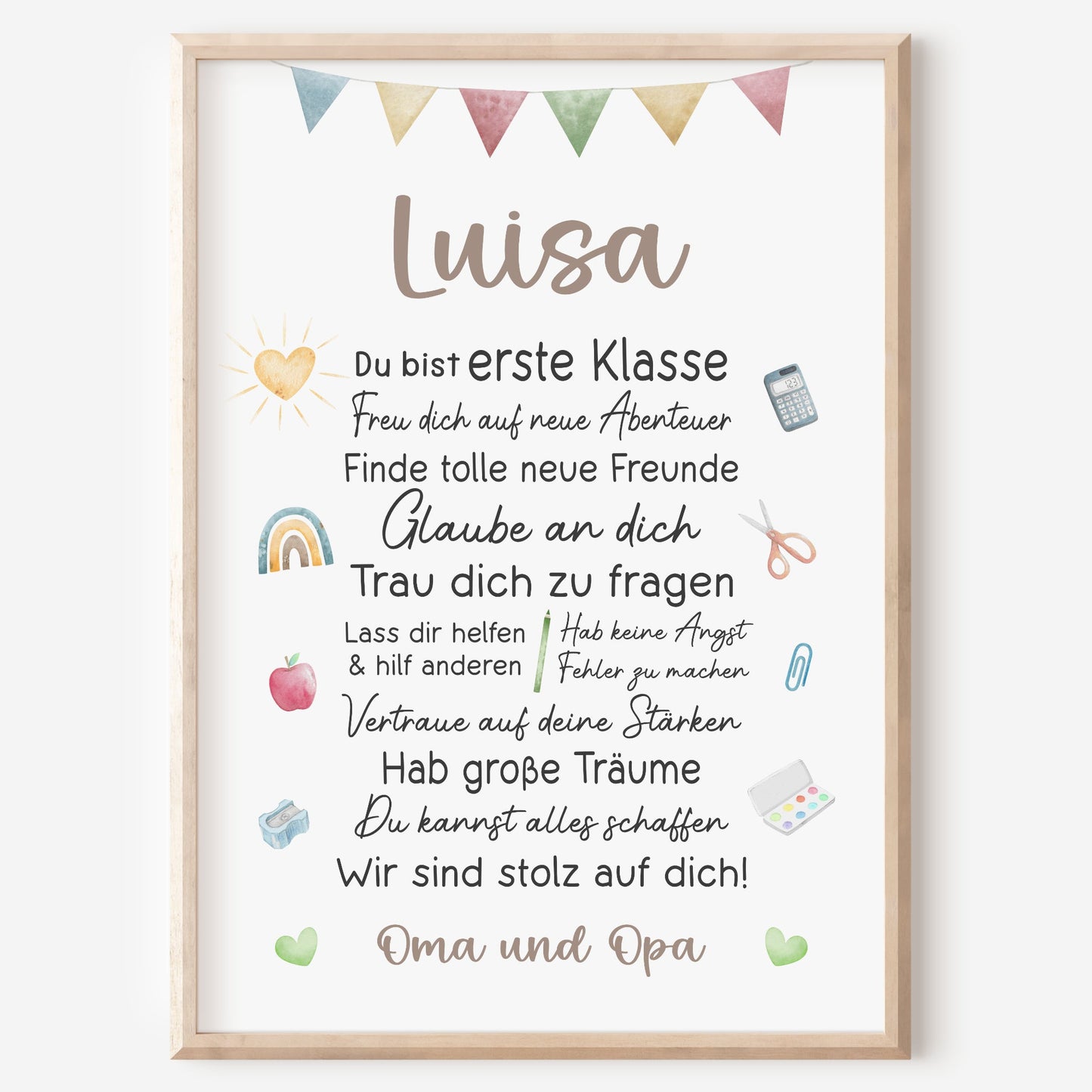 Einschulung Poster Affirmation Schulanfang 1. Klasse Schule Mädchen Jungen personalisiert
