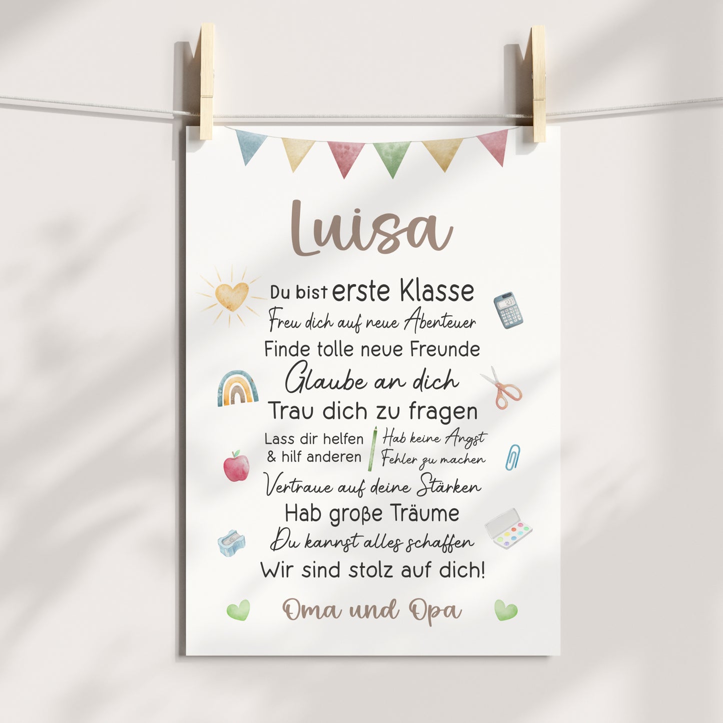 Einschulung Poster Affirmation Schulanfang 1. Klasse Schule Mädchen Jungen personalisiert