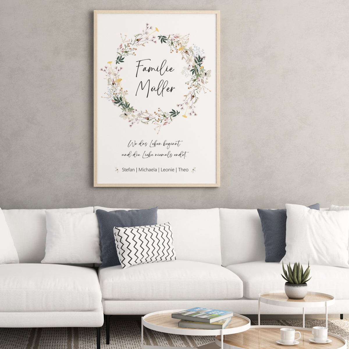 Familie Poster Nachname Zuhause Home Wildblumen personalisiert