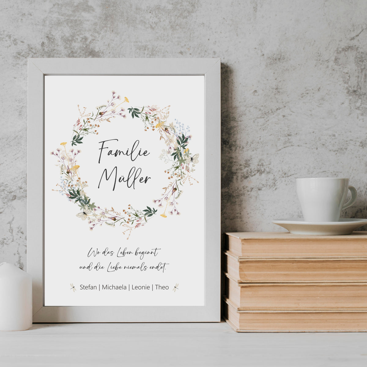 Familie Poster Nachname Zuhause Home Wildblumen personalisiert