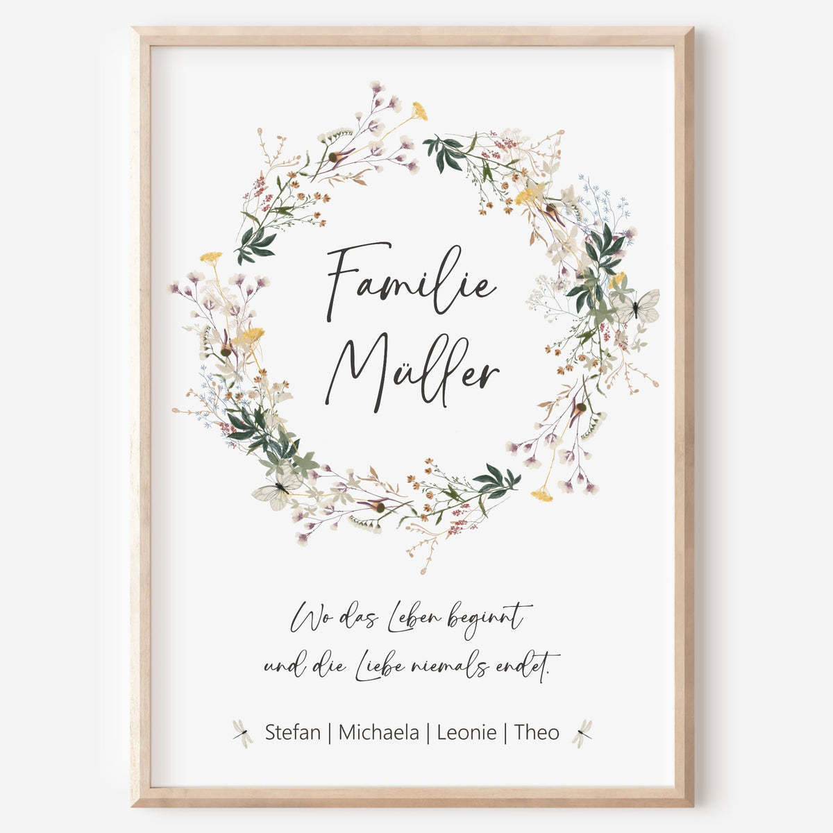 Familie Poster Nachname Zuhause Home Wildblumen personalisiert