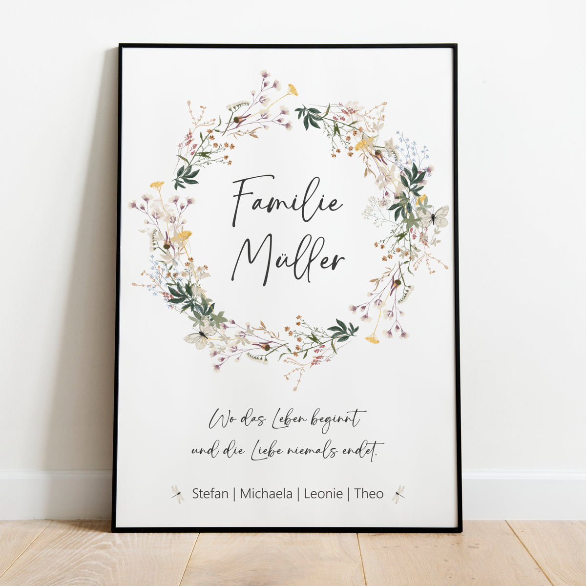 Familie Poster Nachname Zuhause Home Wildblumen personalisiert
