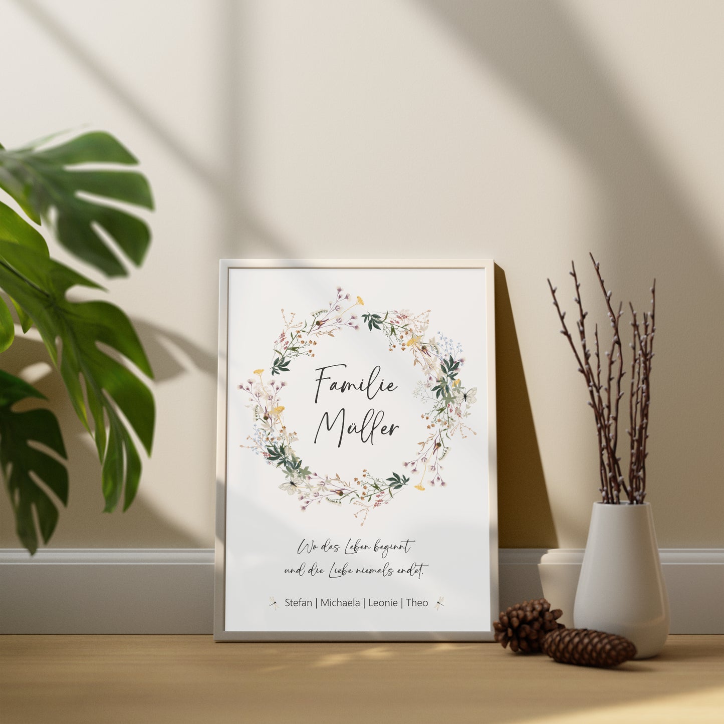 Familie Poster Nachname Zuhause Home Wildblumen personalisiert