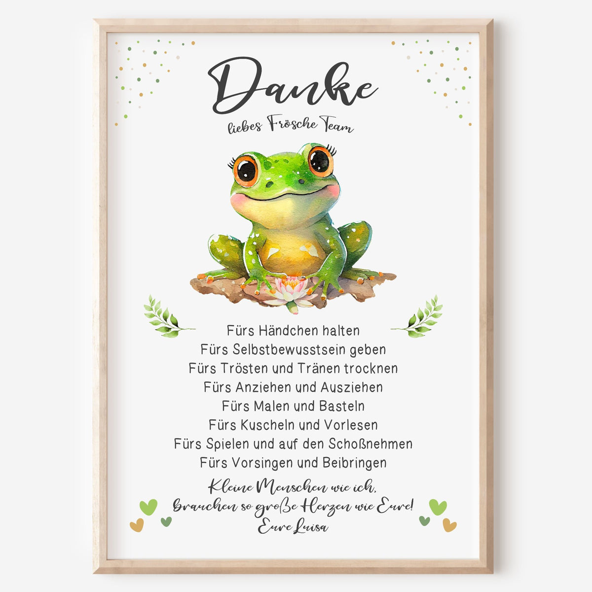Abschiedsgeschenk Danke Kita Erzieherin Kindergarten Frosch