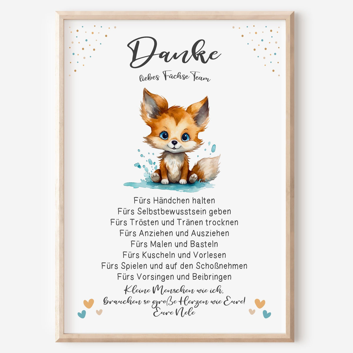 Abschiedsgeschenk Danke Kita Erzieherin Kindergarten Fuchs