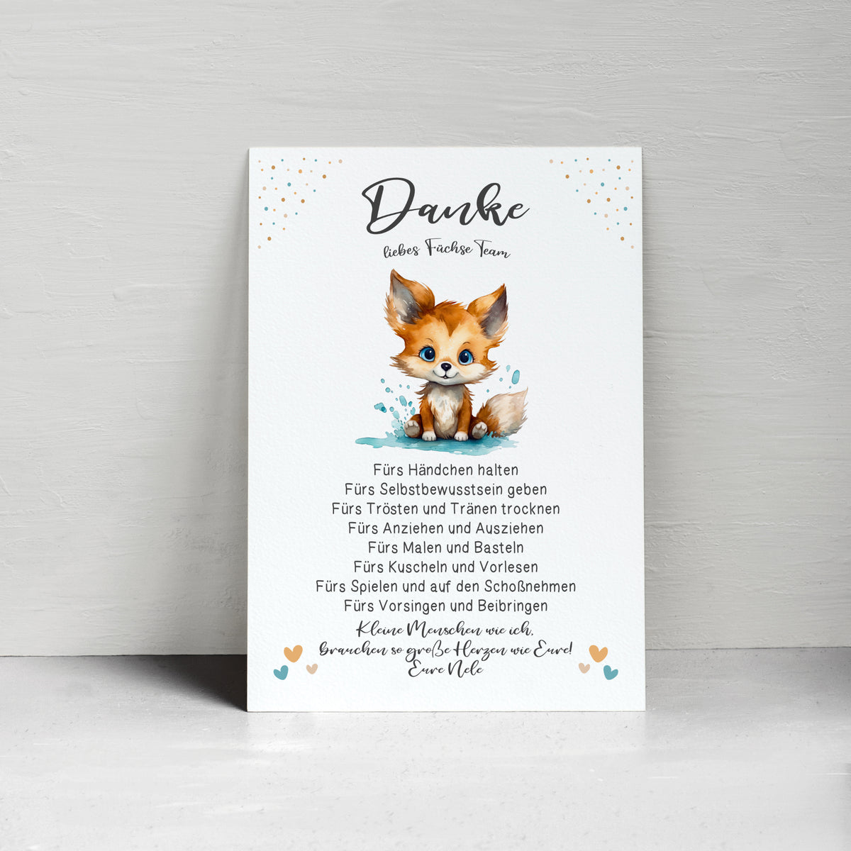 Abschiedsgeschenk Danke Kita Erzieherin Kindergarten Fuchs