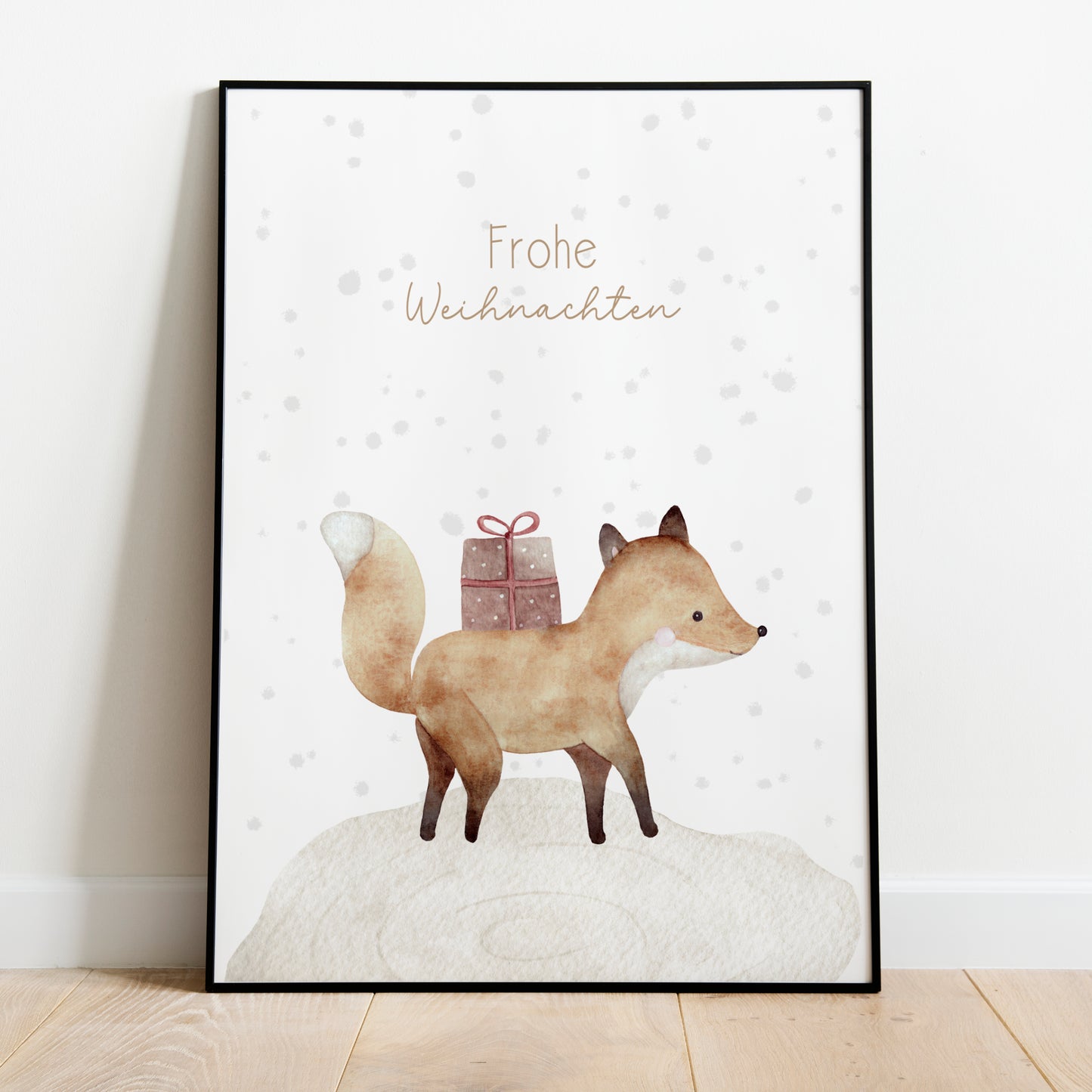 Weihnachten Poster Fuchs Weihnachtsdeko Schnee Winterdeko Aquarell